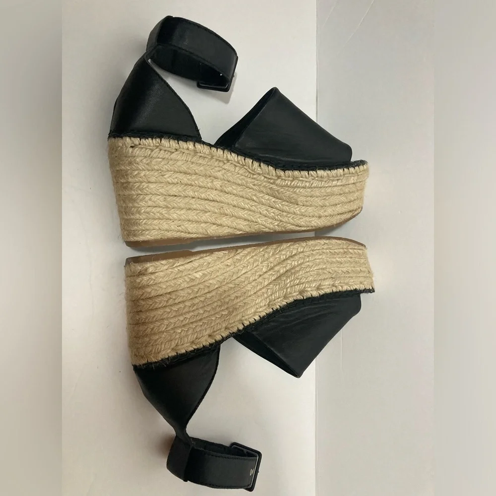 Free People Coastal platform wedge espadrilles sandals EURO 37 US 6.5 black